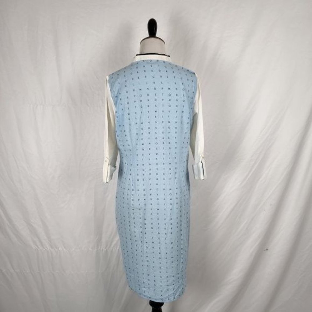 W Brand Cotton Flax Kurti Tunic Dress Top Blue Floral Printed Size 10 Small - Picture 6 of 10